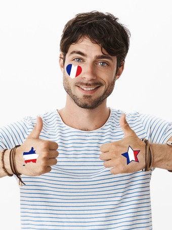 フランス国旗タトゥー かわいい防水フェイスステッカー