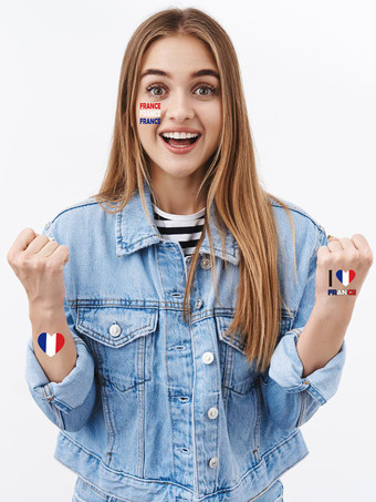 フランス国旗タトゥー かわいい防水フェイスステッカー