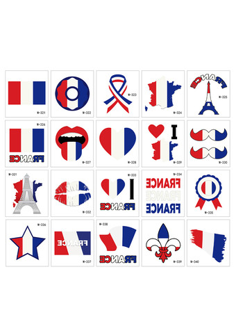 フランス国旗タトゥー かわいい防水フェイスステッカー