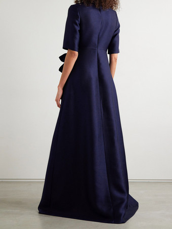 花嫁の母親のためのパーティードレス。デザインされたネックライン、半袖、Aライン、ビーズ付き、床までの長さのゲストドレス。結婚式用。