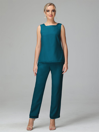 花嫁の母親のためのパーティードレス スクエアネック 長袖 ツーピース ウェディングゲストドレス