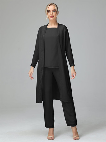 ブラック花嫁の母親のためのパーティードレス スクエアネック 長袖 ツーピース ウェディングゲストドレス