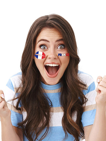 フランス国旗タトゥー防水フェイスステッカー10枚