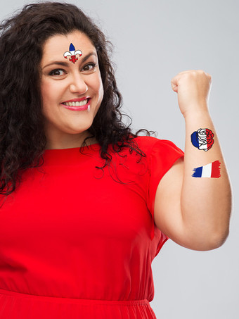 フランス国旗タトゥー防水フェイスステッカー10枚