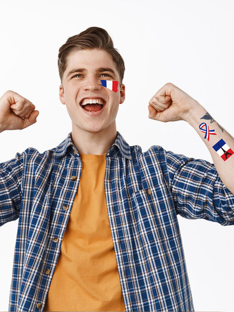 フランス国旗タトゥー防水フェイスステッカー10枚