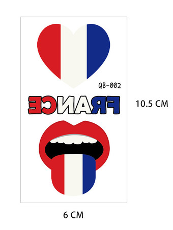 フランス国旗タトゥー防水フェイスステッカー10枚