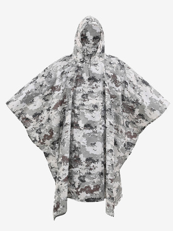 ホワイト 迷彩ハイキングスポーツフード付きレインコートケープレインコート大人用
