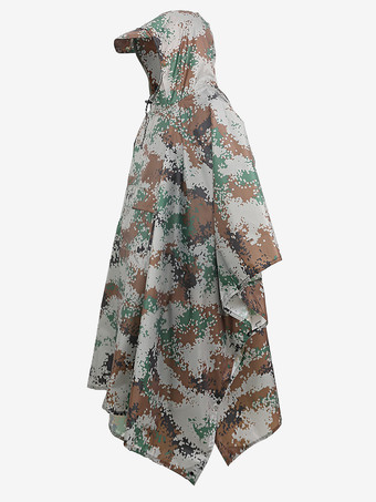 迷彩ハイキングスポーツフード付きレインコートケープレインコート大人用