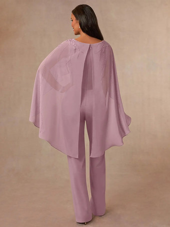 マザードレス Vネック ノースリーブ ジャンプスーツ アップリケ フロアレングス ウェディングゲストドレス