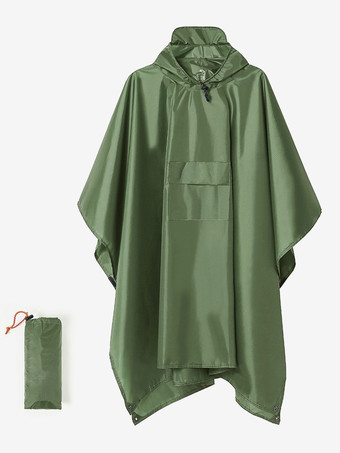 ハンターグリーン 大人用フード付きハイキングケープレインコート