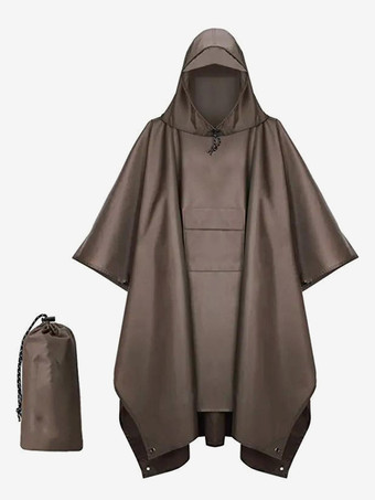ディープブラウン大人用フード付きハイキングケープレインコート