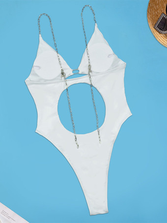 水着 カットアウトチェーン セクシー ビーチ バケーション 1ピース 無地
