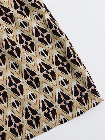 サマードレス プリント ノースリーブ ボタン Vネック カジュアル ミディドレス