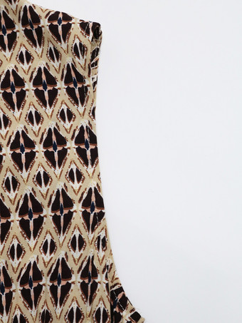 サマードレス プリント ノースリーブ ボタン Vネック カジュアル ミディドレス