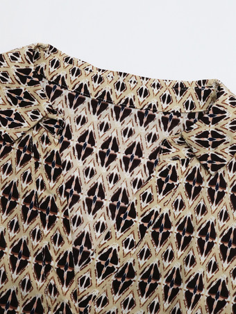 サマードレス プリント ノースリーブ ボタン Vネック カジュアル ミディドレス