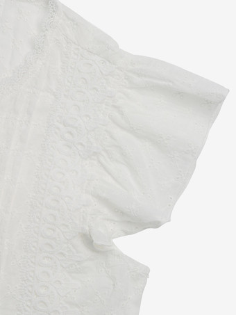 ブラウス フリル袖 ボタン ボヘミアン風 夏 カジュアル ブラウス