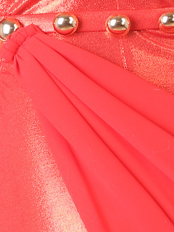 ラテンダンスコスチューム レッド レディース フリンジ アシンメトリー ライクラ スパンデックス ドレス ダンスウェア