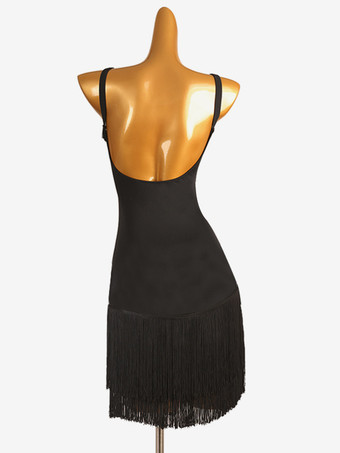 ラテンダンスドレス ブラック レディース 背中開き セクシー ライクラ スパンデックス ドレス ダンスコスチューム