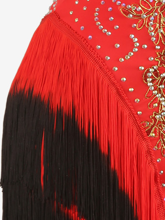 ラテンダンスコスチューム ブラック レディース ライクラ スパンデックス ドレス バックレス セクシー フリンジ ラインストーン ラテンダンサー ダンスコスチューム