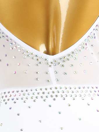 ラテンダンスドレス ホワイト レディース ライクラ スパンデックス ドレス 背中開き エレガント スパンコール フリンジ ラテンダンサー ダンスウェア