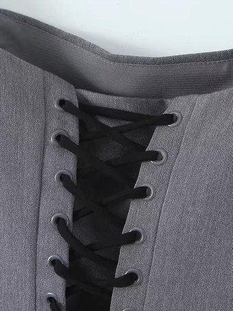 スカートセット 半袖 スクエアネック レースアップ オフィスカジュアル 2ピース コーデセット 2025