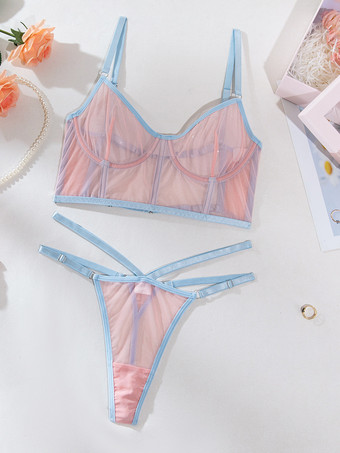 ブラとパンティセット マルチストラップTバック セクシー 2点セット