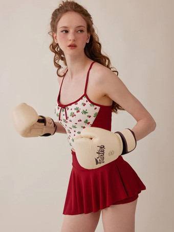 スイートロリータ衣装 赤い花柄リボン 長袖オーバーコート パンツ