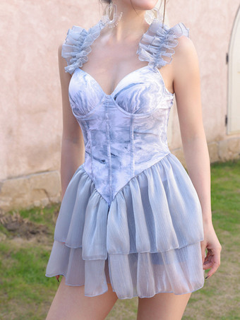 グレイスイートロリータ衣装 ピンクのティアードフリル花柄ノースリーブジャンプスーツ