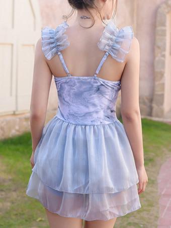 スイートロリータ衣装 ピンクのティアードフリル花柄ノースリーブジャンプスーツ