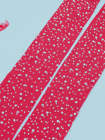 レッド ナイロンストッキング ラインストーン セクシー ナイトアウト クラブ パンスト