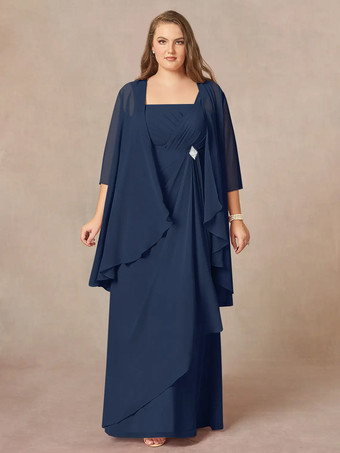 ダークネイビーマザードレス スクエアネック ハーフスリーブ ツーピース アップリケ ゲストドレス 結婚式用