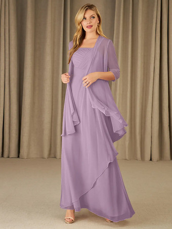 ライラックマザードレス スクエアネック ハーフスリーブ ツーピース アップリケ ゲストドレス 結婚式用