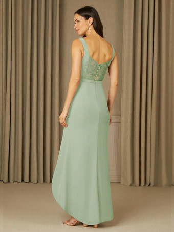 マザードレス Vネック ノースリーブ マーメイド レース フロアレングス ウェディングゲストドレス