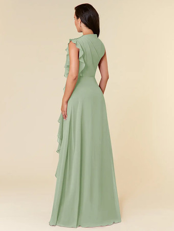 マザードレス ハイカラー ノースリーブ Aライン プリーツ ウェディングゲストドレス