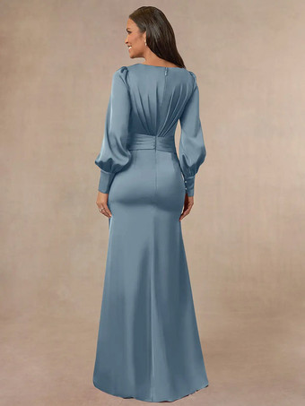 ブライダルマザードレス Vネック 長袖 マーメイドプリーツ ゲストドレス 結婚式用