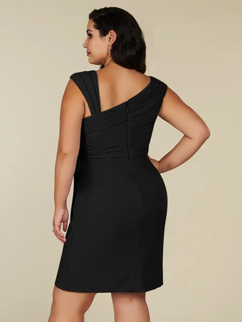 マザードレス デザインネックライン ノースリーブ Aライン プリーツ ウェディングゲストドレス