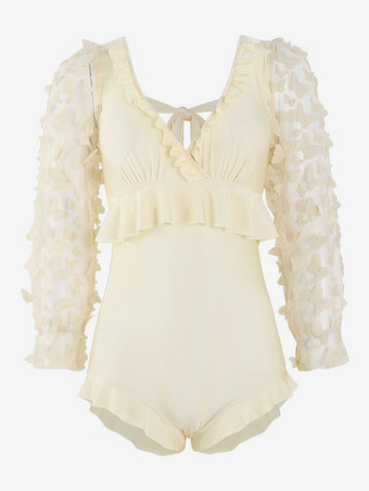 スイートロリータ衣装 エクリュホワイトフリル長袖ジャンプスーツ