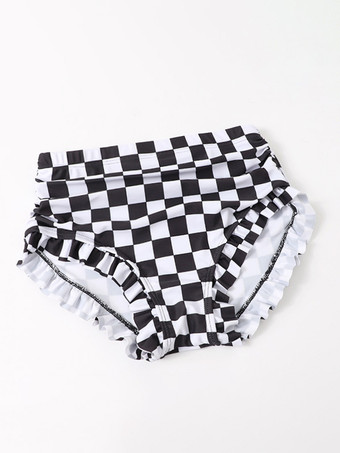 ゴシックロリータ衣装 黒のティアードチェーン チェック柄 半袖スカート トップ パンツ