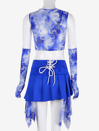 ジャズダンスコスチューム レディース シフォン ライクラ スパンデックス スプリットスカート グローブ トップ ダンスウェア