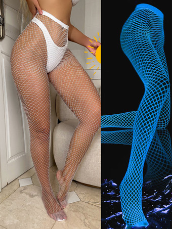 ブルー セクシーなナイロンストッキングカットアウトハイウエストパンスト