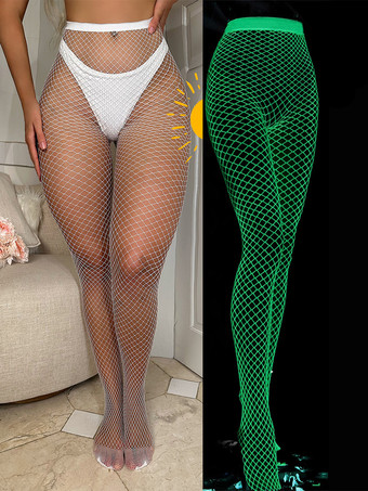 グリーン セクシーなナイロンストッキングカットアウトハイウエストパンスト