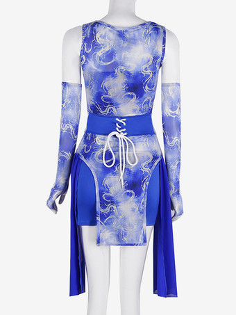 ジャズダンスコスチューム レディース シフォン ライクラ スパンデックス グローブ ドレス タイツ ダンスウェア