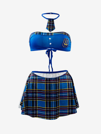 セクシーな女子高生コスチューム ミニスカート クラバット ブラ Tバック 3点セット