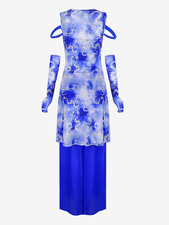 ジャズダンスコスチューム レディース シフォン ライクラ スパンデックス グローブ パンツ トップ ダンスウェア