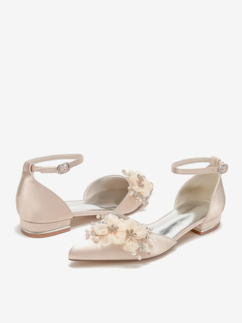 ブライダルシューズ ブライダルフラット サテン ポインテッドトゥ