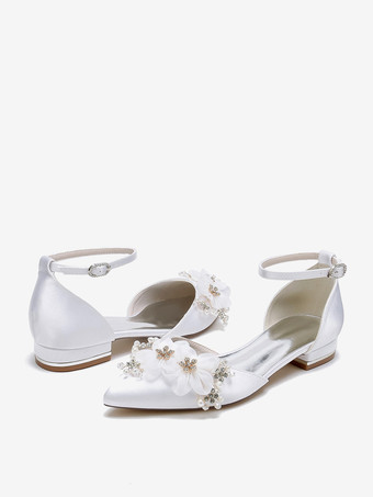 ブライダルシューズ ブライダルフラット サテン ポインテッドトゥ