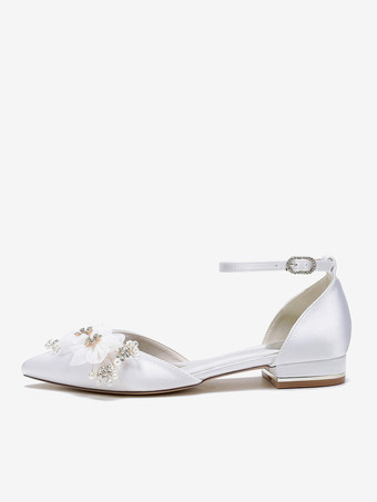 ブライダルシューズ ブライダルフラット サテン ポインテッドトゥ