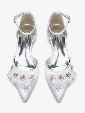 ブライダルシューズ ブライダルフラット サテン ポインテッドトゥ