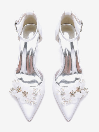 ウェディングシューズ ブライダルパンプス サテン ポインテッドトゥ