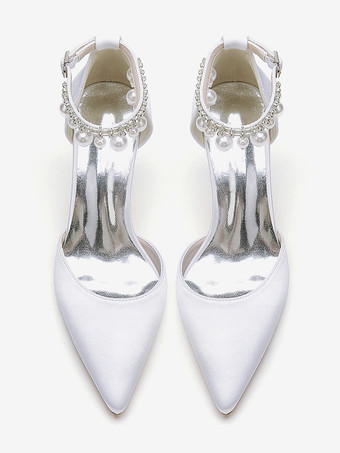 ウェディングシューズ ブライダルパンプス サテン ポインテッドトゥ